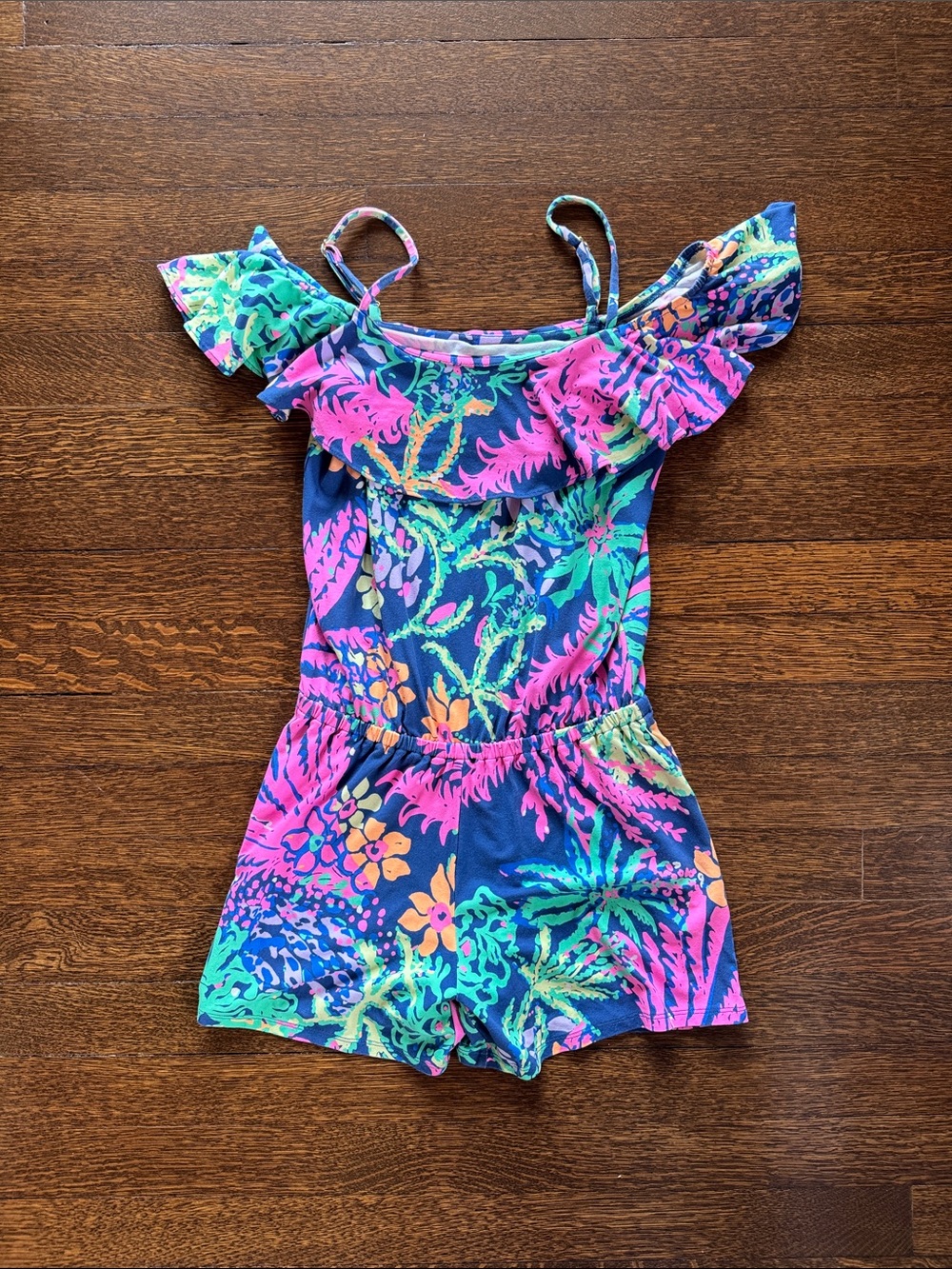 Lilly Pulitzer Navy Floral Tank with Pink & Teal Accents